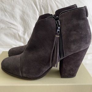 Rag & Bone Margot Gray Fringe Suede Booties